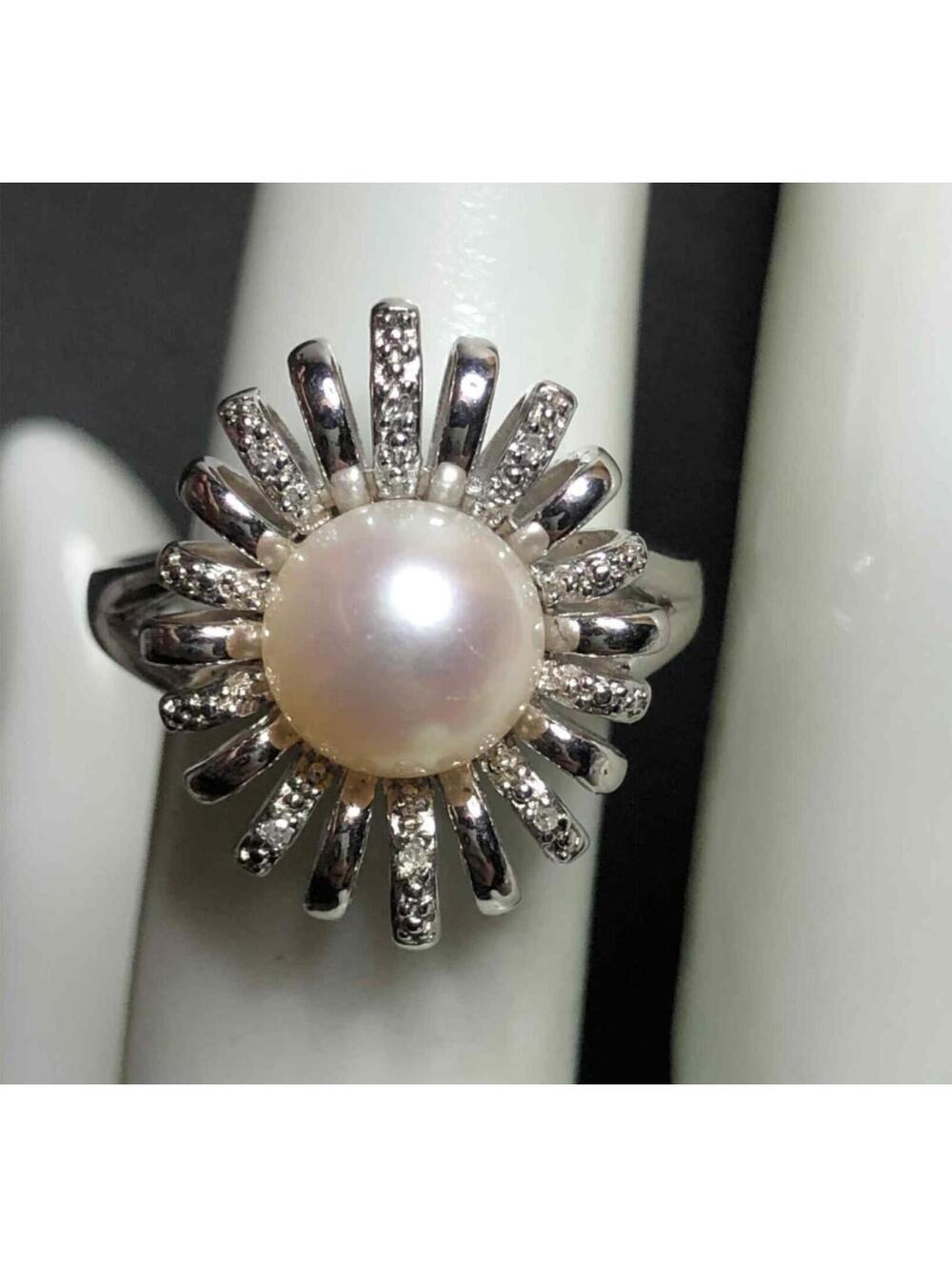 6538 6495 Lucas Lameth LUC Sterling 925 Pearl CZ starburst Ring sz 6 (5grams)